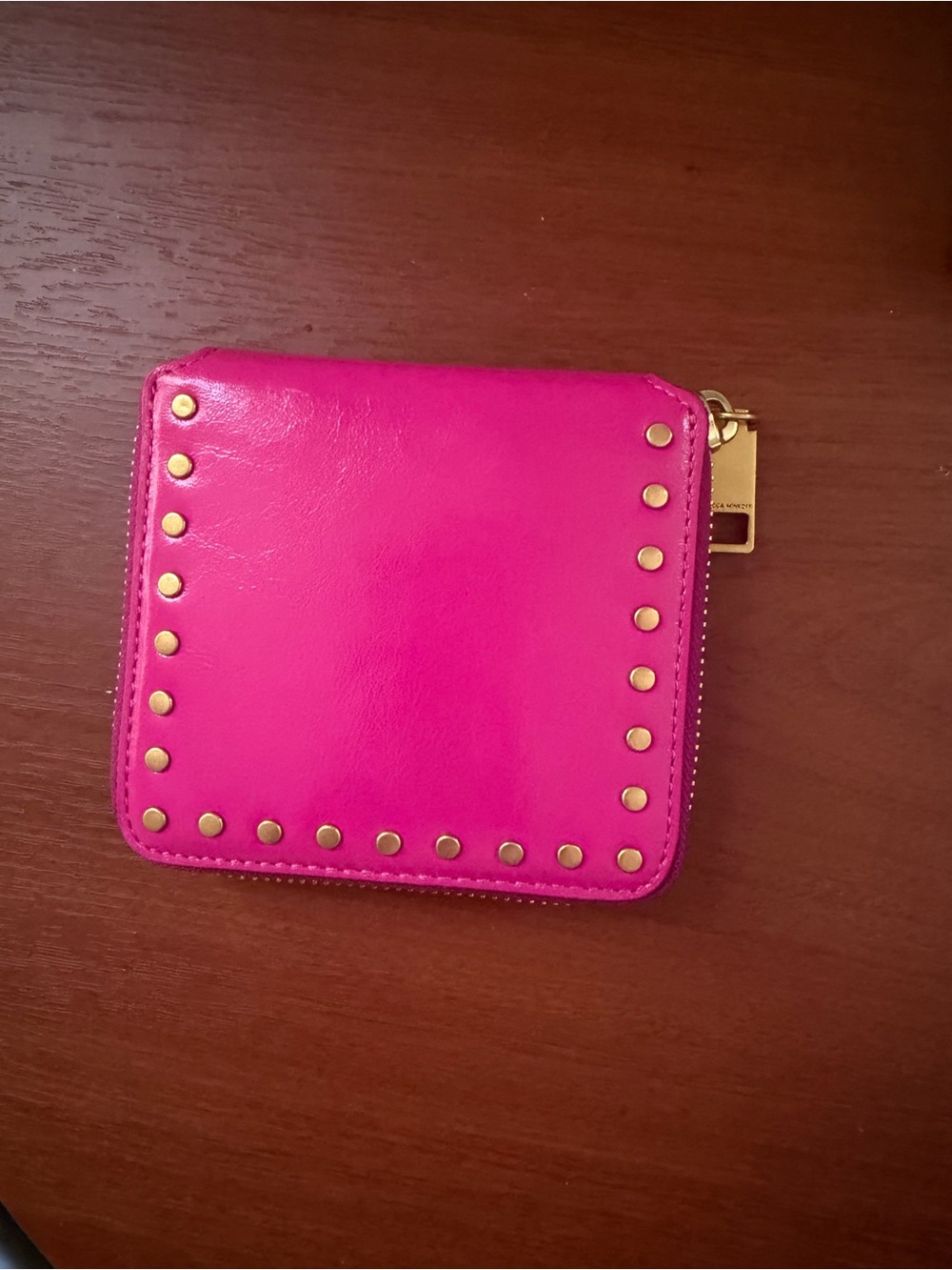 Rebecca Minkoff Hot Pink Studded Zip Wallet